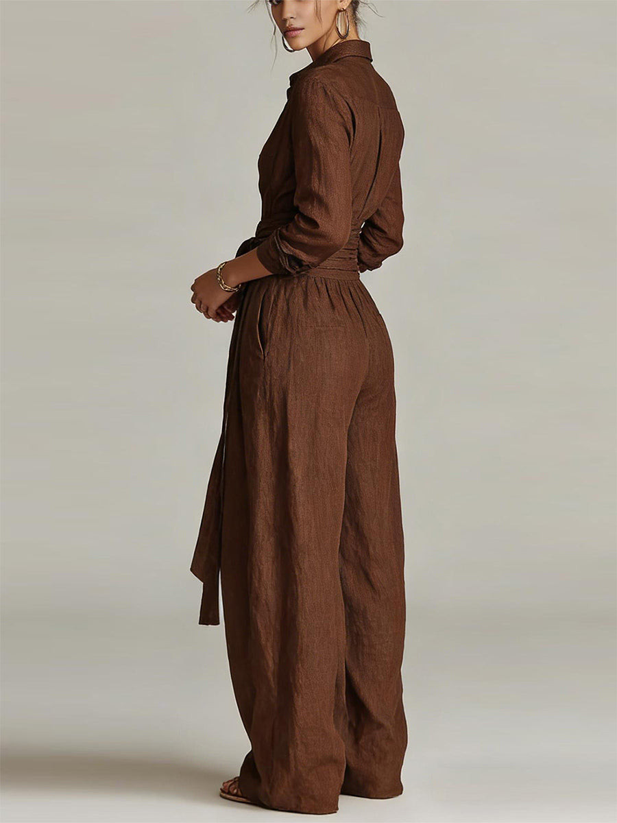 Apricot Linen Two-Piece Set — view 3