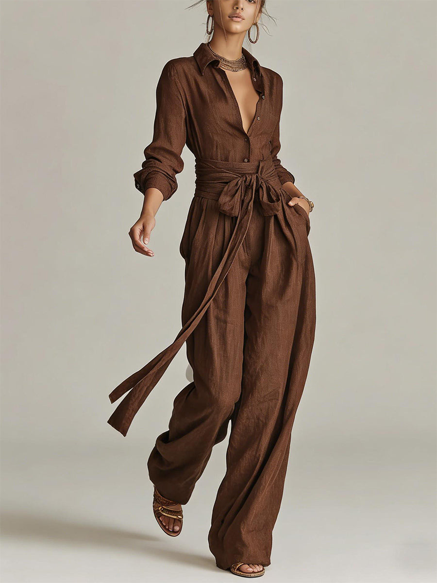 Apricot Linen Two-Piece Set — view 4