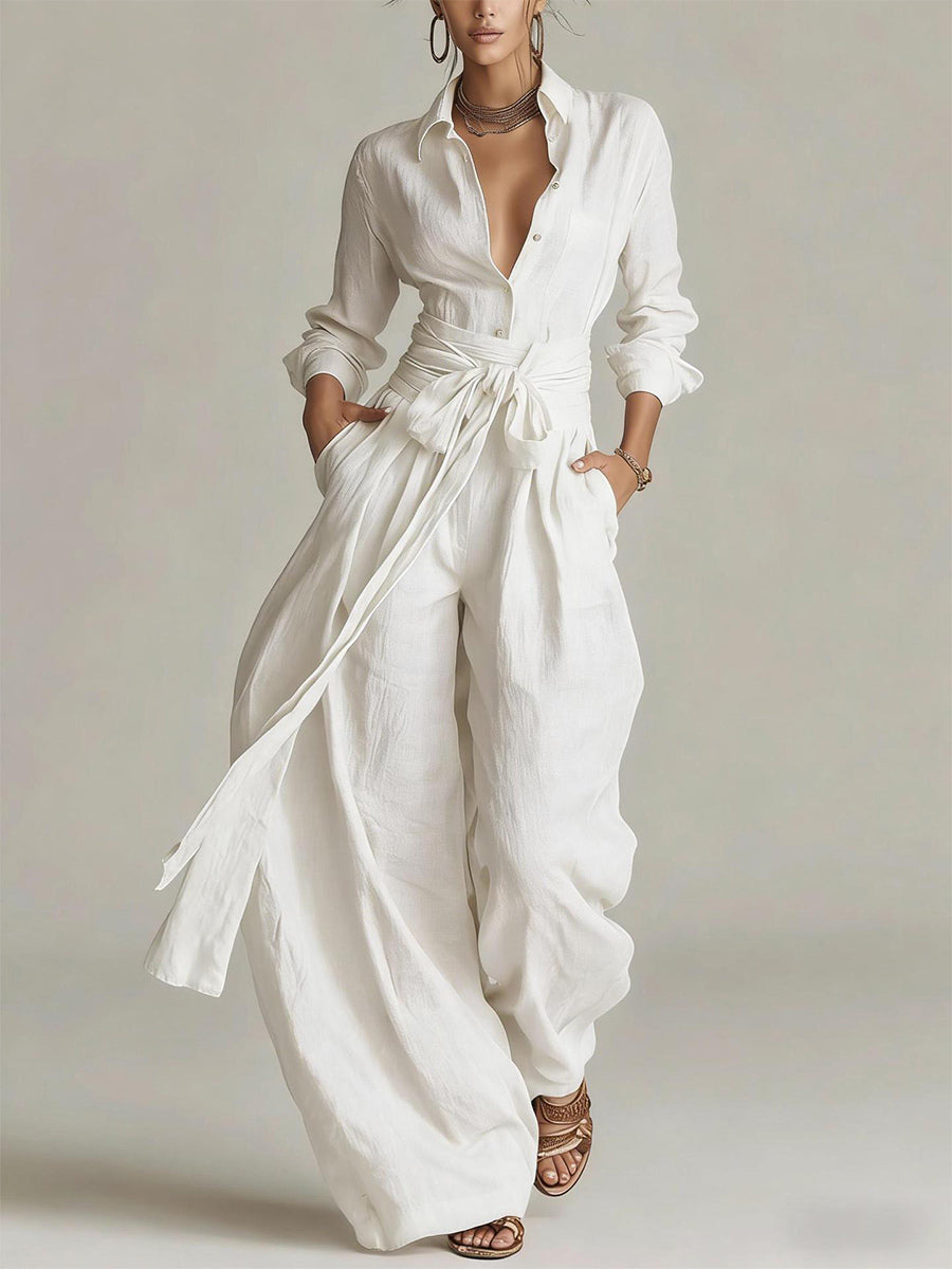 Apricot Linen Two-Piece Set — view 6