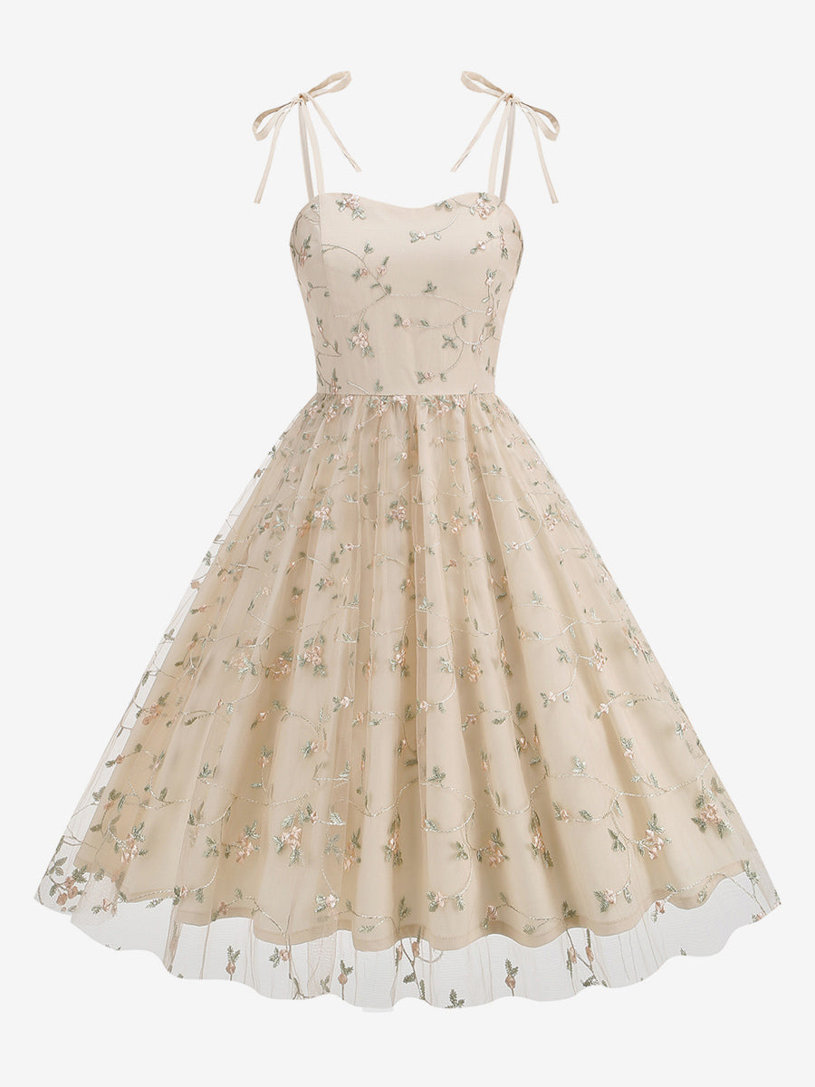 Apricot Floral Sheer Midi Dress — view 9