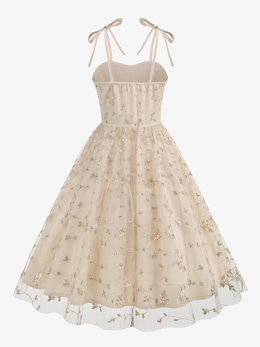 Apricot Floral Sheer Midi Dress — view 10
