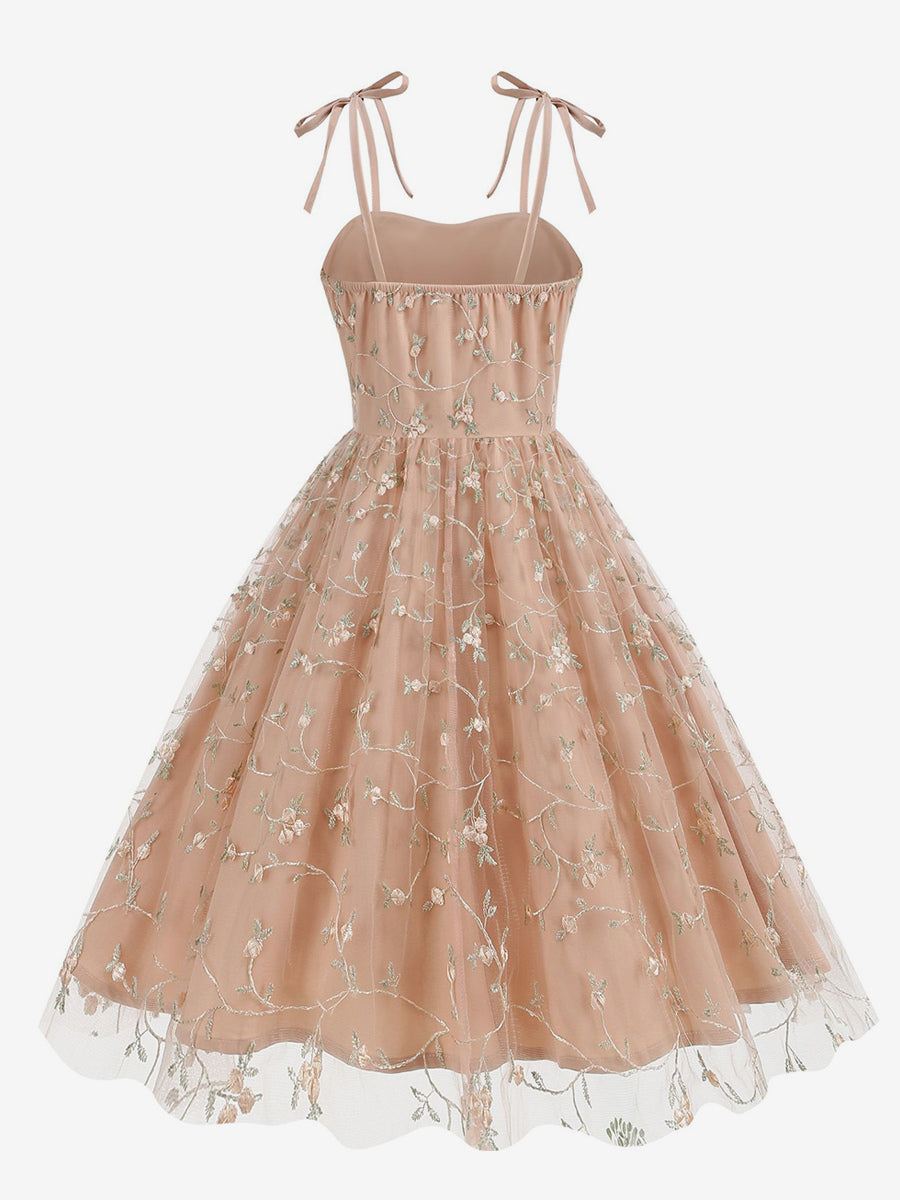 Apricot Floral Sheer Midi Dress — view 12