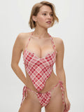 pink halter neck bikini set — view 1