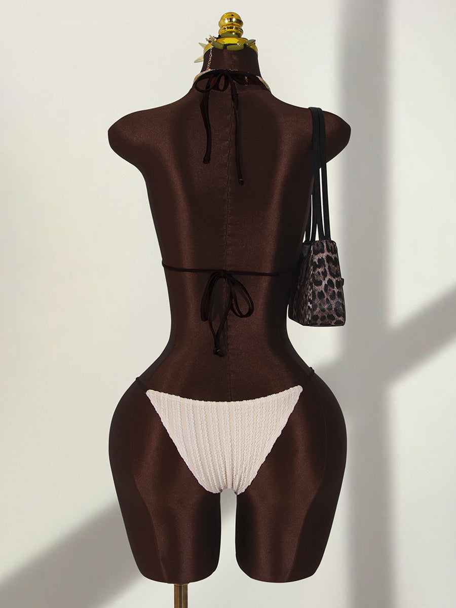ivory v neck halter neck swimsuit — view 5