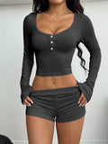 charcoal long sleeve fitted two piece set — view 8