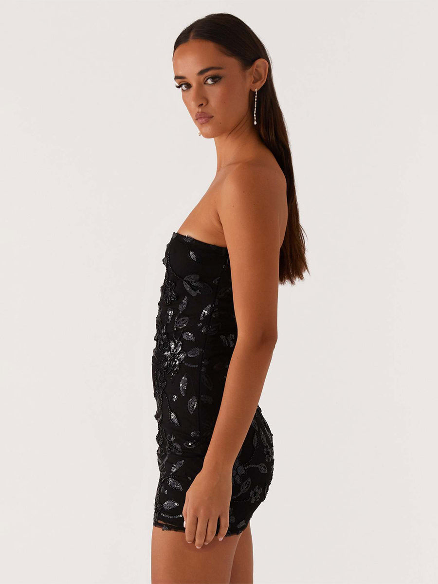 Lilac Fitted Floral Sequin Mini Dress — view 3