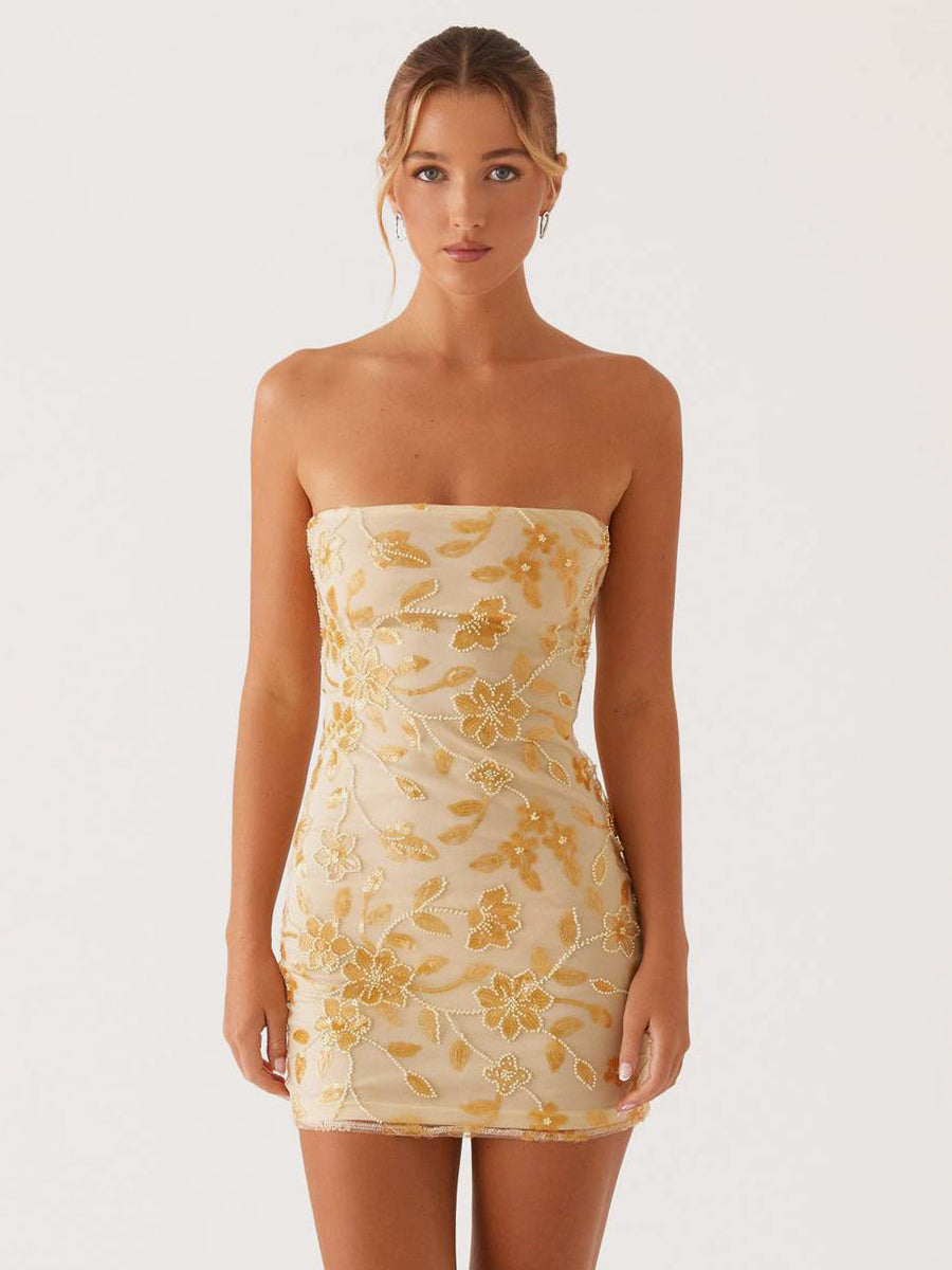 Lilac Fitted Floral Sequin Mini Dress — view 17