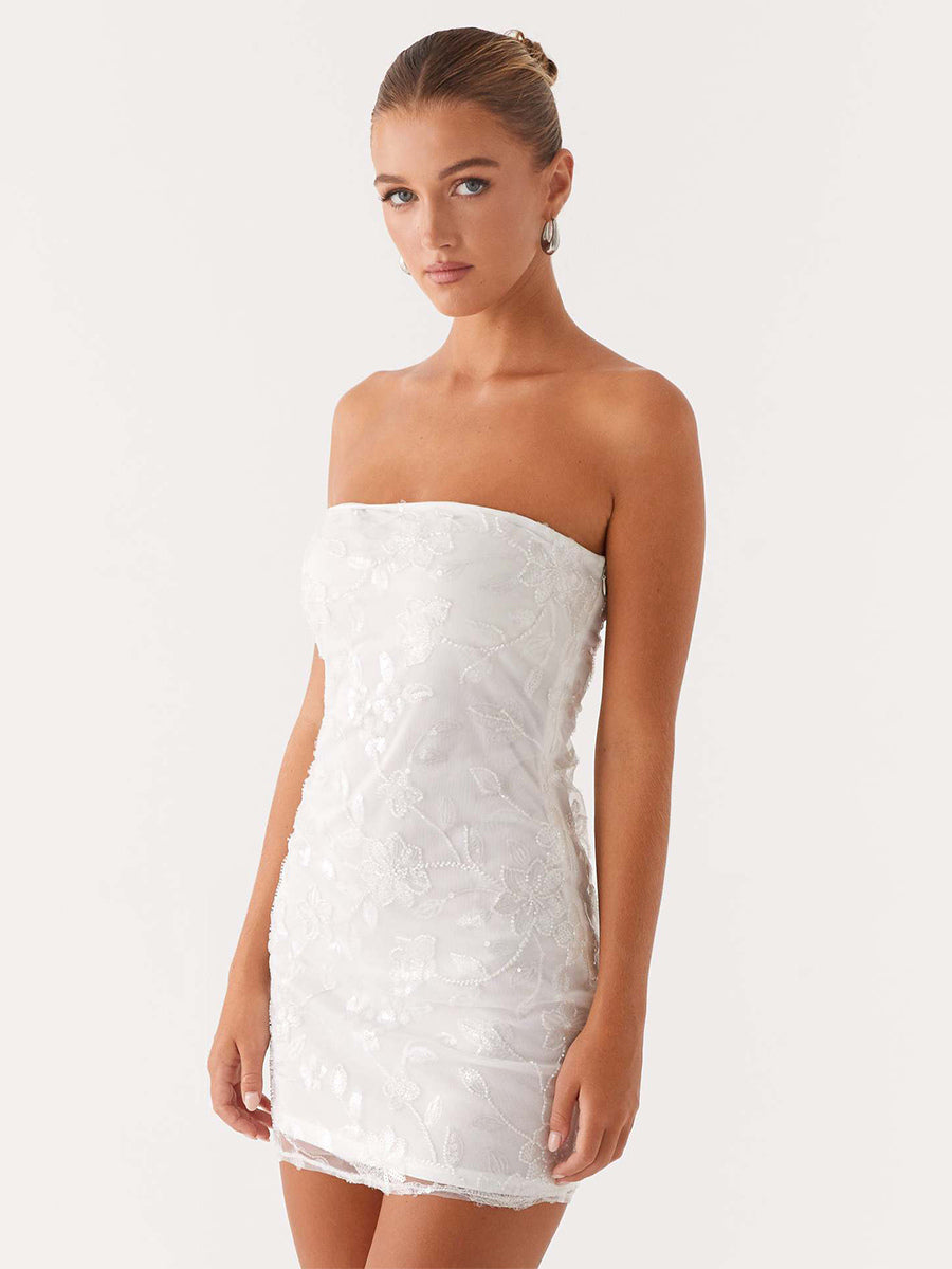 Lilac Fitted Floral Sequin Mini Dress — view 6