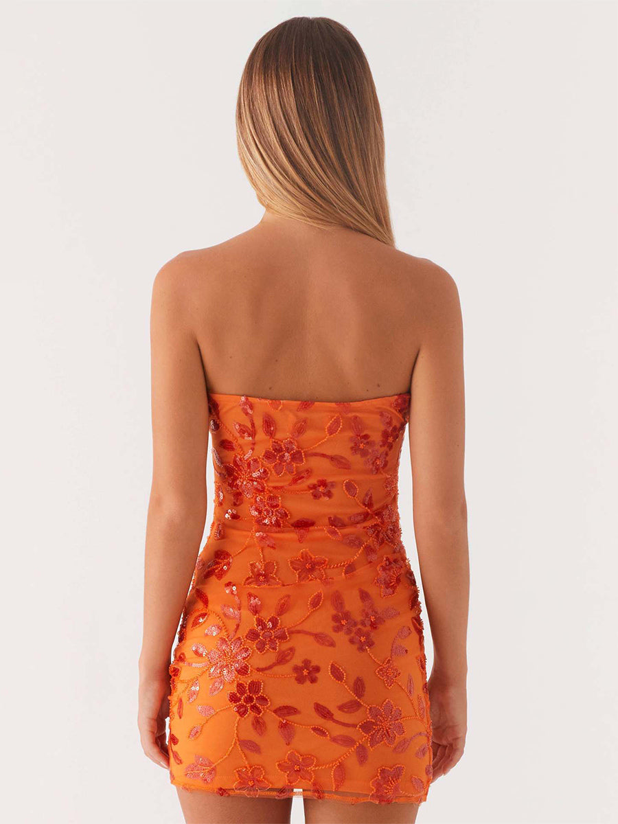 Lilac Fitted Floral Sequin Mini Dress — view 5