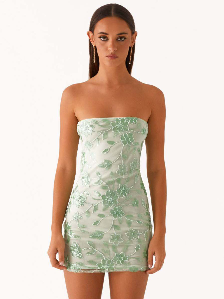 Lilac Fitted Floral Sequin Mini Dress — view 11