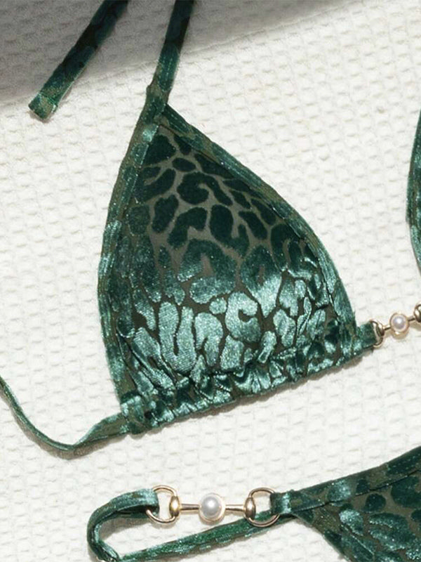 purple halter neck leopard print two piece set — view 7