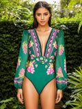 Green Long-Sleeve Maxi Swimsuit — view 1
