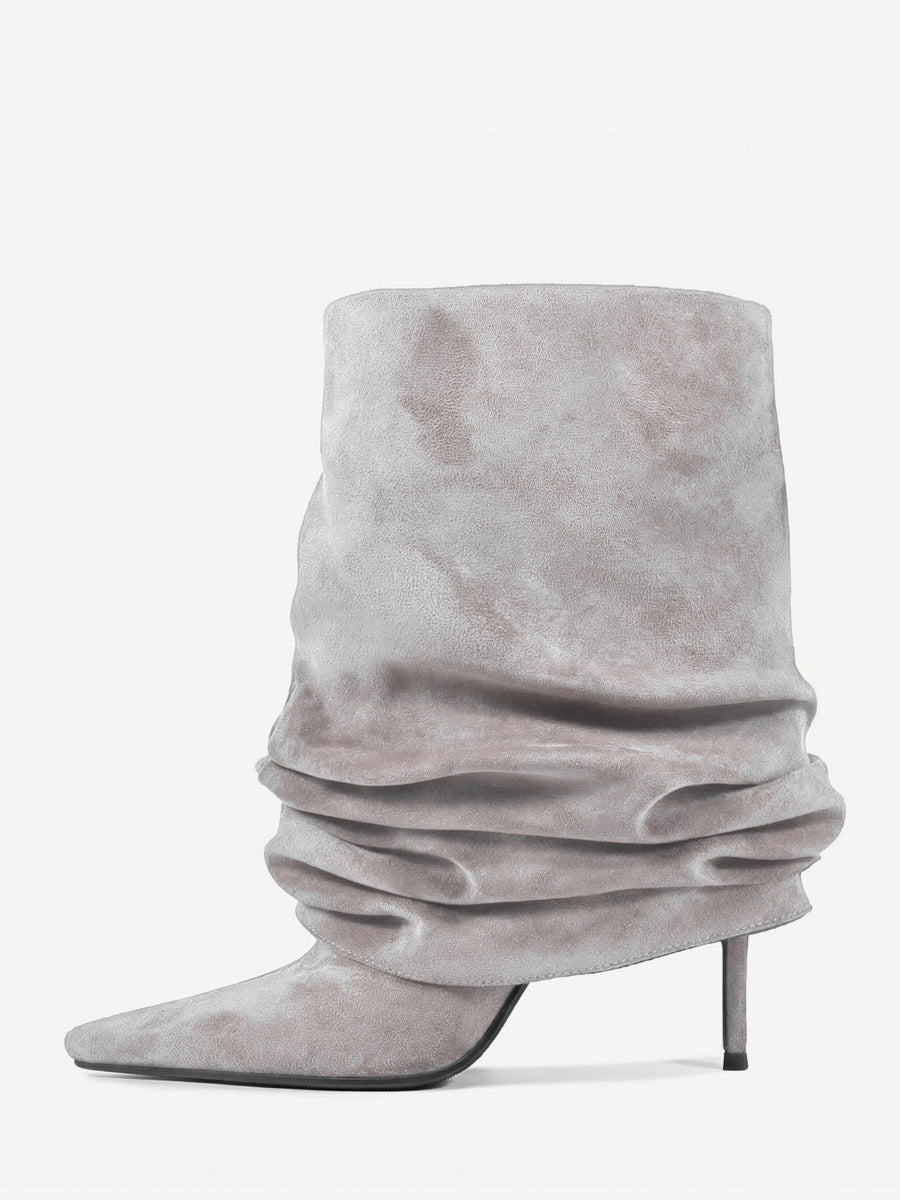 Red Pointed-Toe Suede-Effect Ankle Boots — view 13