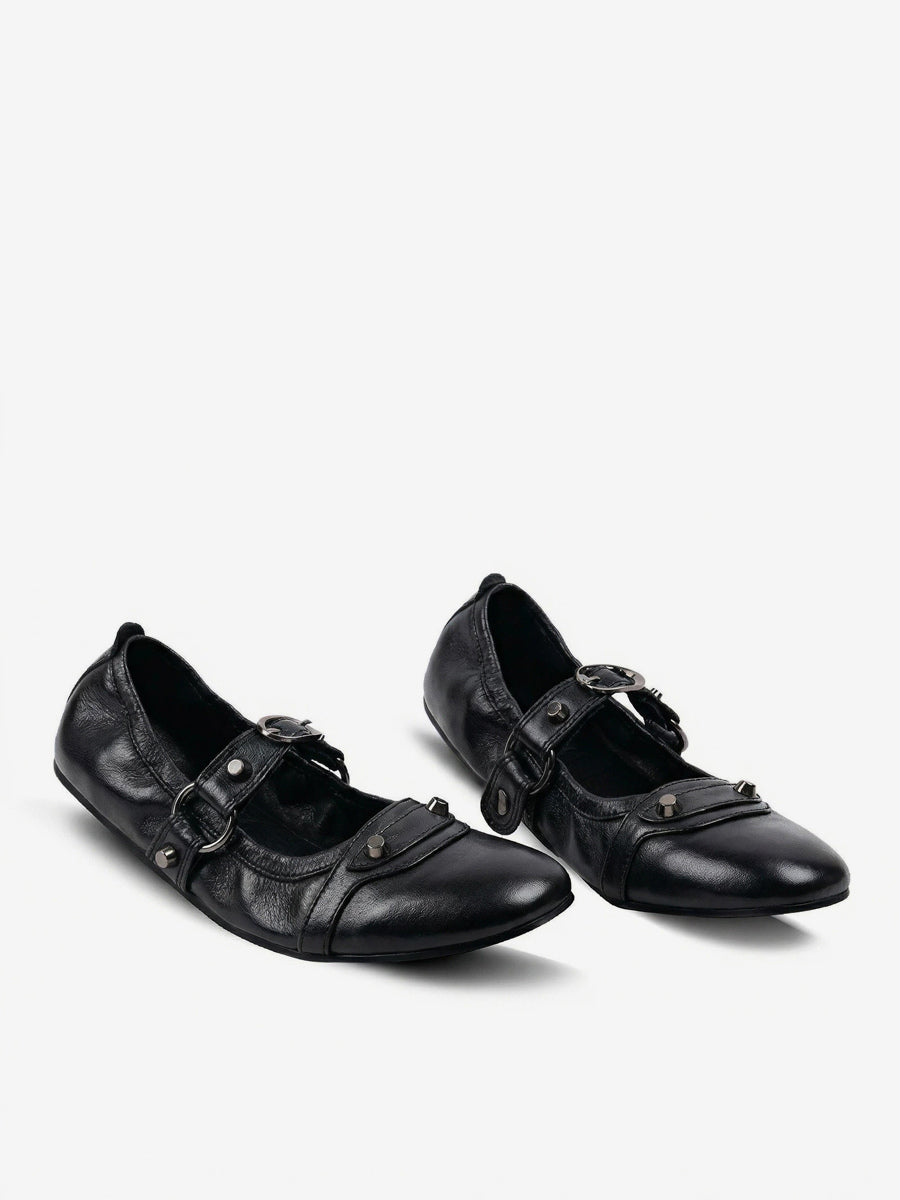 red round toe ballet flats — view 4