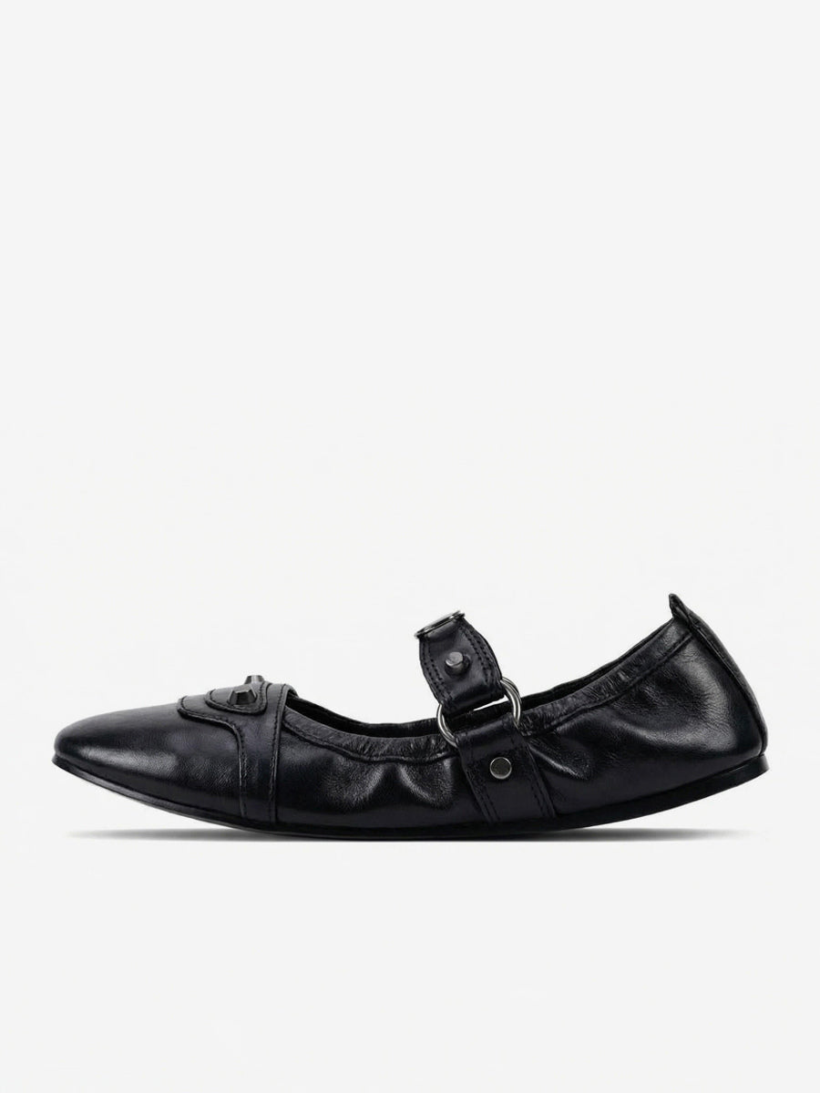 red round toe ballet flats — view 3