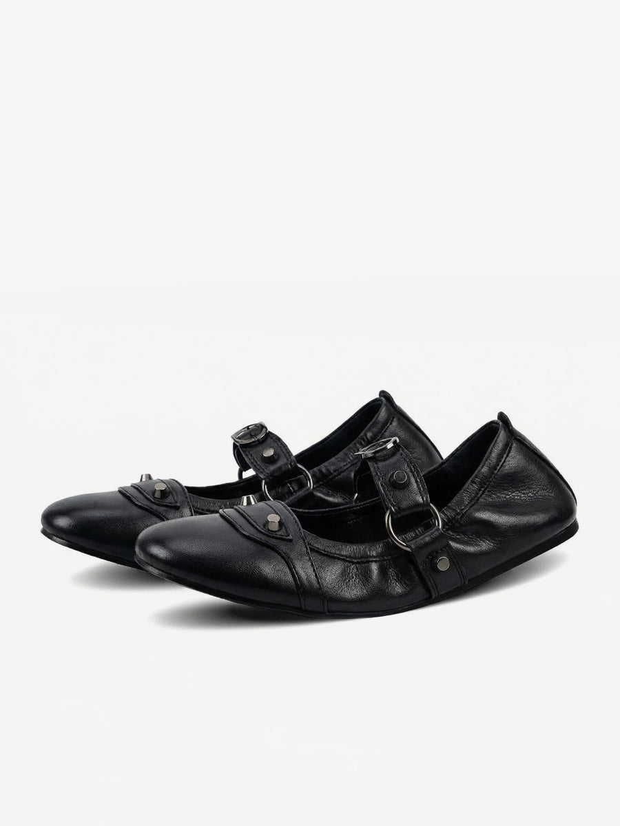 red round toe ballet flats — view 2