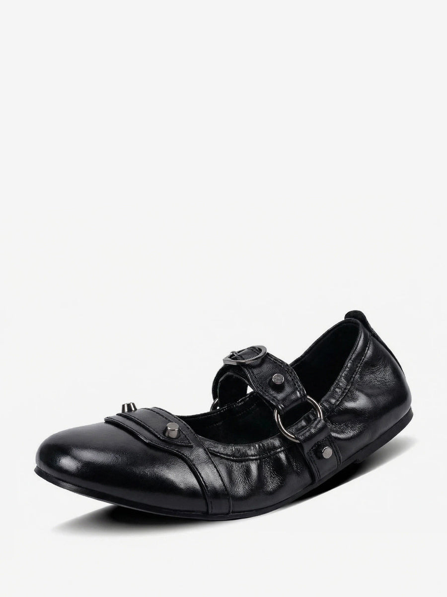 red round toe ballet flats — view 1