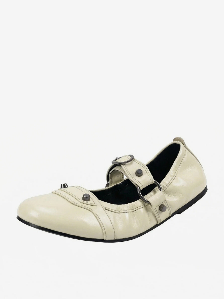 Red Round-Toe Ballet Flats — view 11