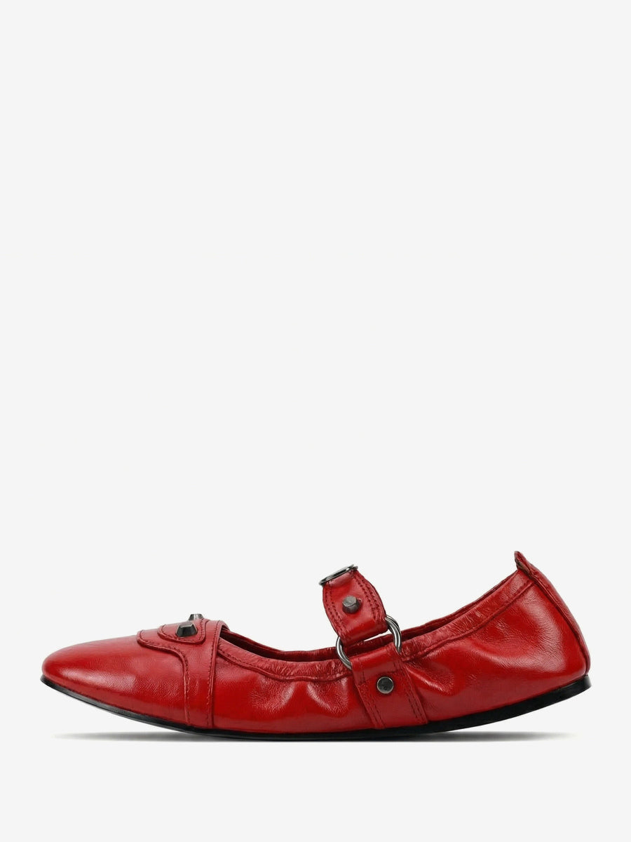 red round toe ballet flats — view 9