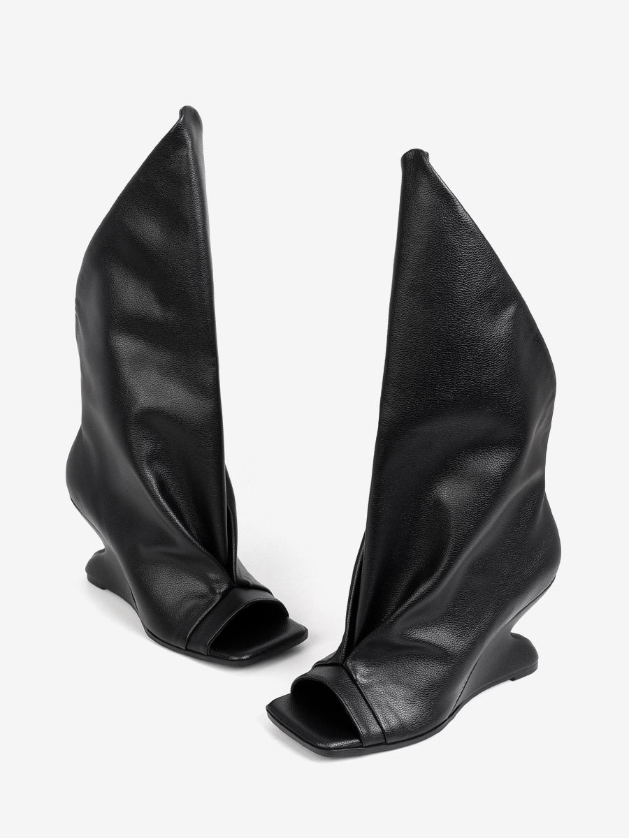 brown open toe wedge ankle boots — view 4
