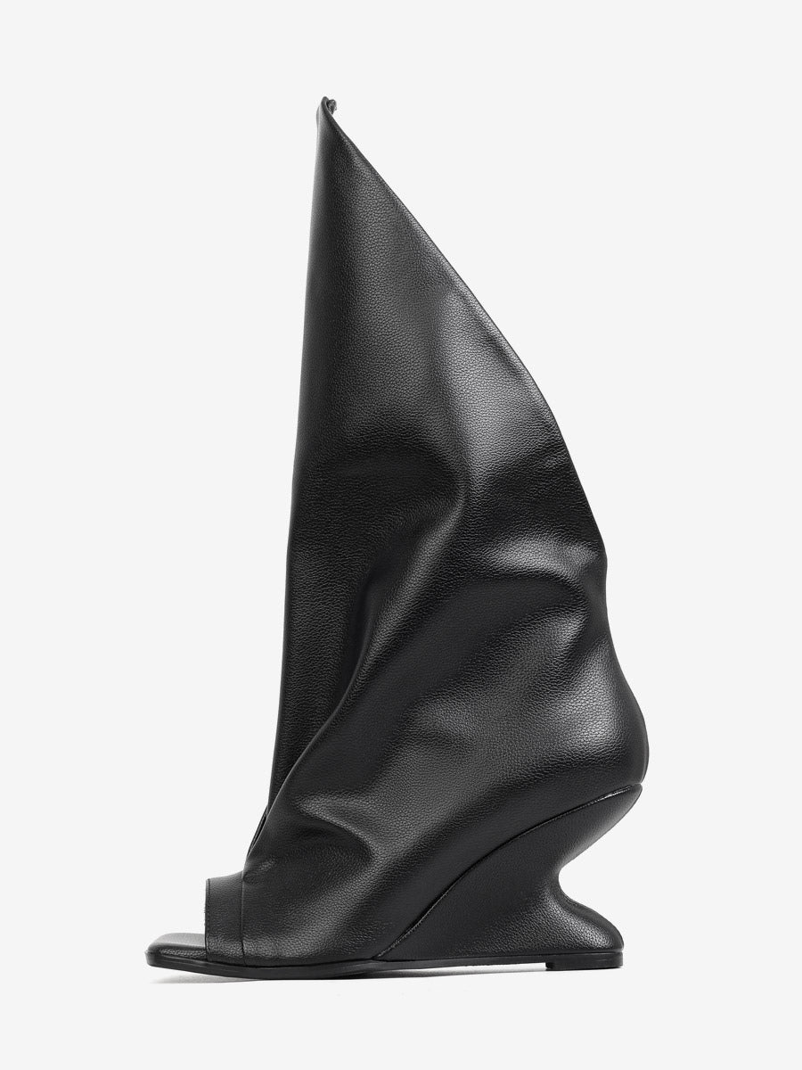 Brown Open-Toe Wedge Ankle Boots — view 3