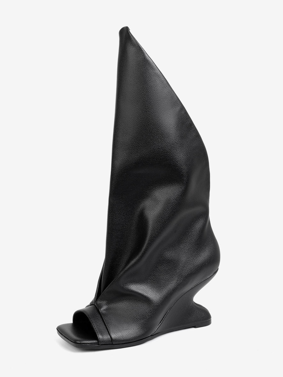 Brown Open-Toe Wedge Ankle Boots — view 2