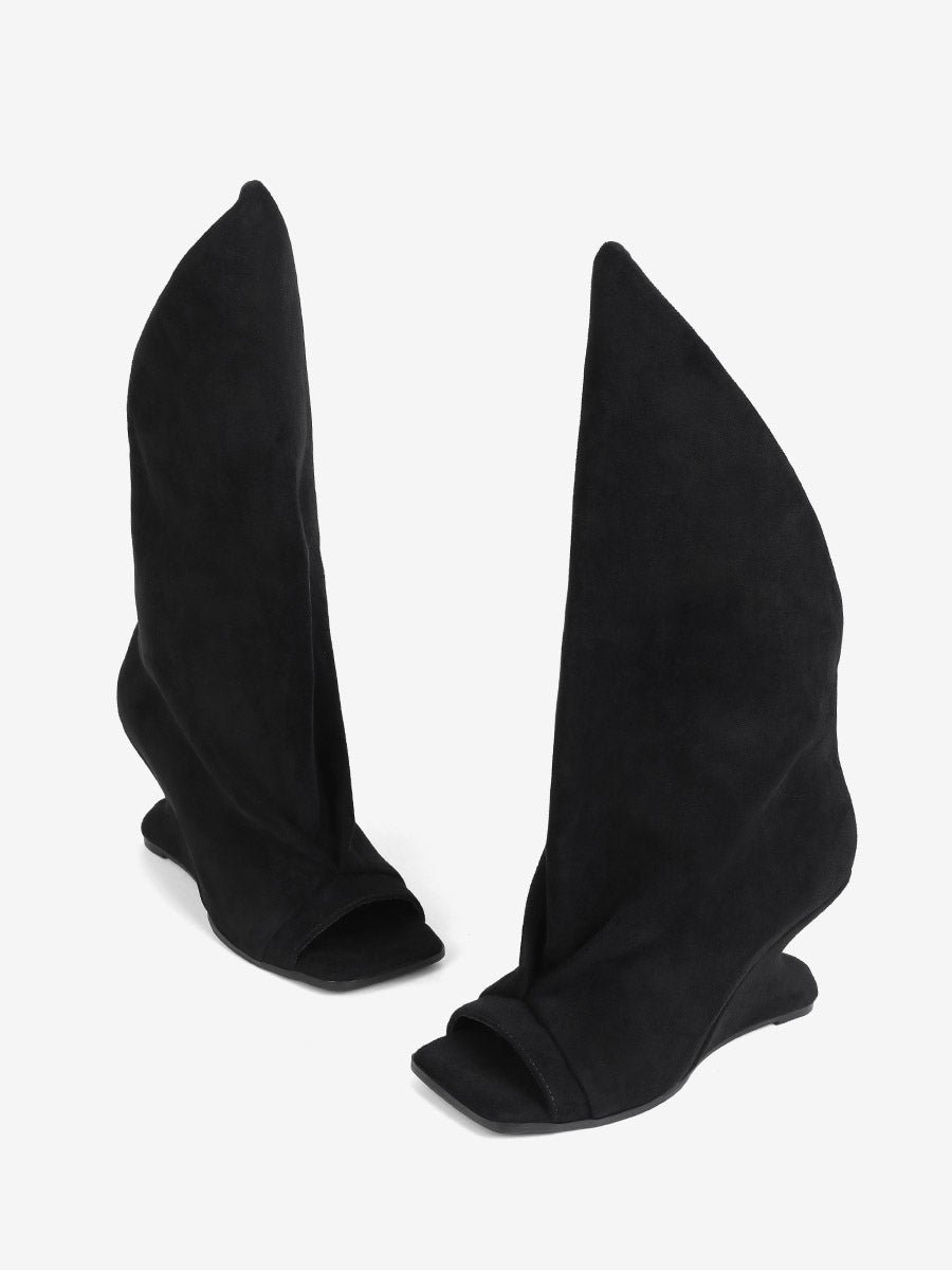 brown open toe wedge ankle boots — view 8
