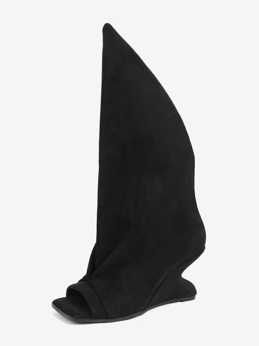 brown open toe wedge ankle boots — view 7