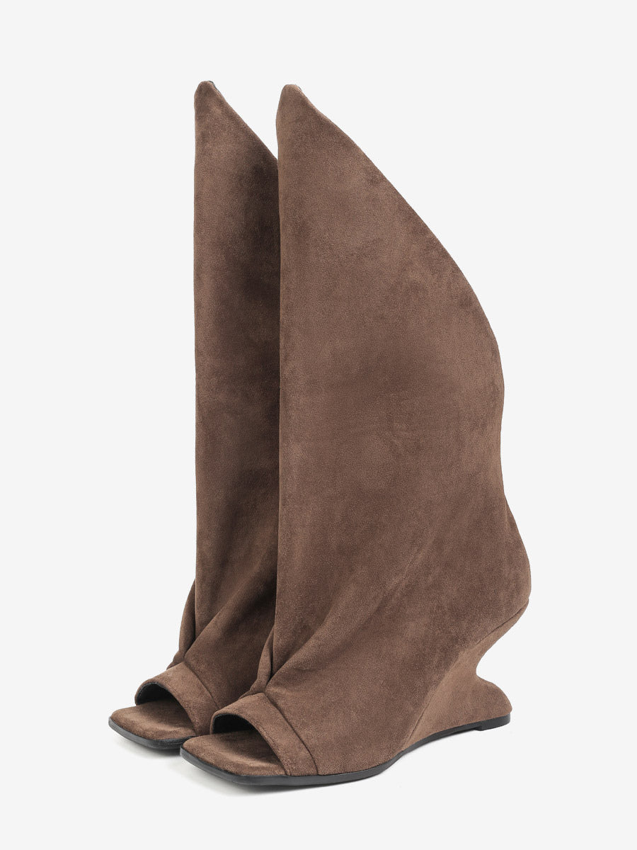 brown open toe wedge ankle boots — view 10