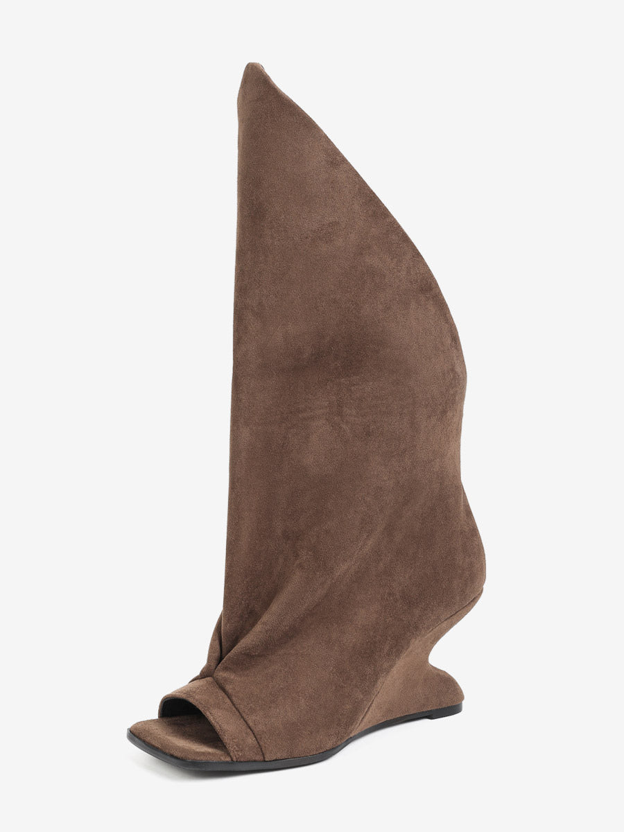 brown open toe wedge ankle boots — view 11