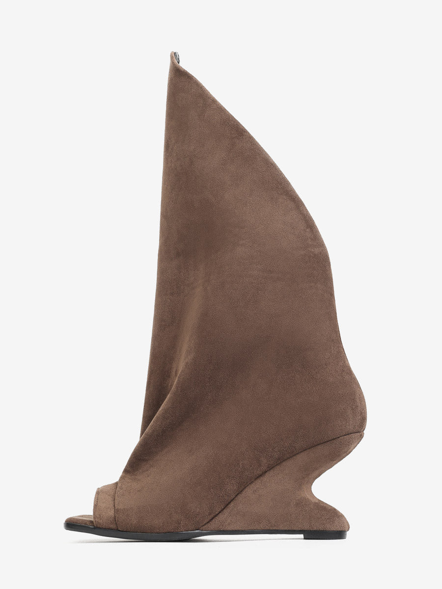 brown open toe wedge ankle boots — view 12