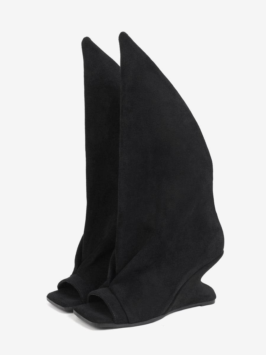 brown open toe wedge ankle boots — view 5