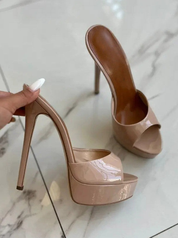 apricot open toe platform sandals — view 8