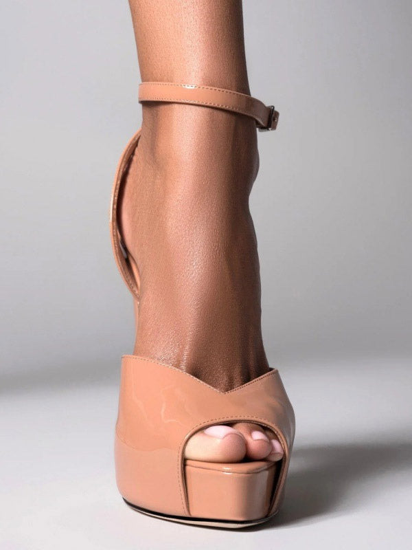 apricot open toe ankle strap platform sandals — view 7