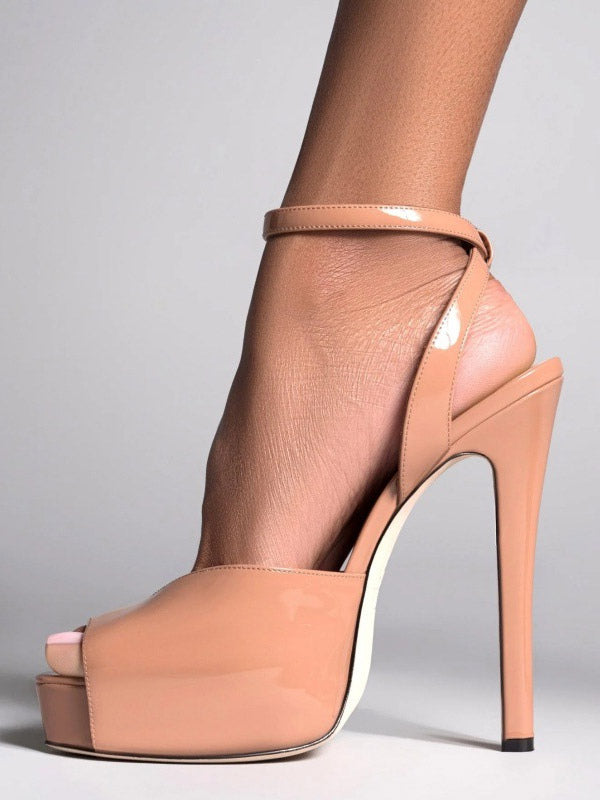 apricot open toe ankle strap platform sandals — view 4