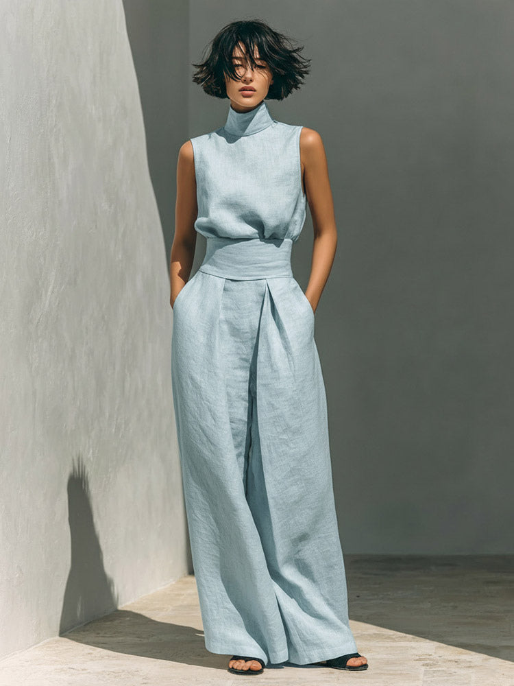 hunter green sleeveless high neck maxi dress — view 4