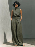Hunter Green Sleeveless High-Neck Maxi Dress — view 1