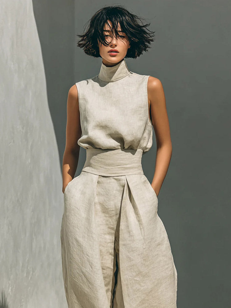Hunter Green Sleeveless High-Neck Maxi Dress — view 5