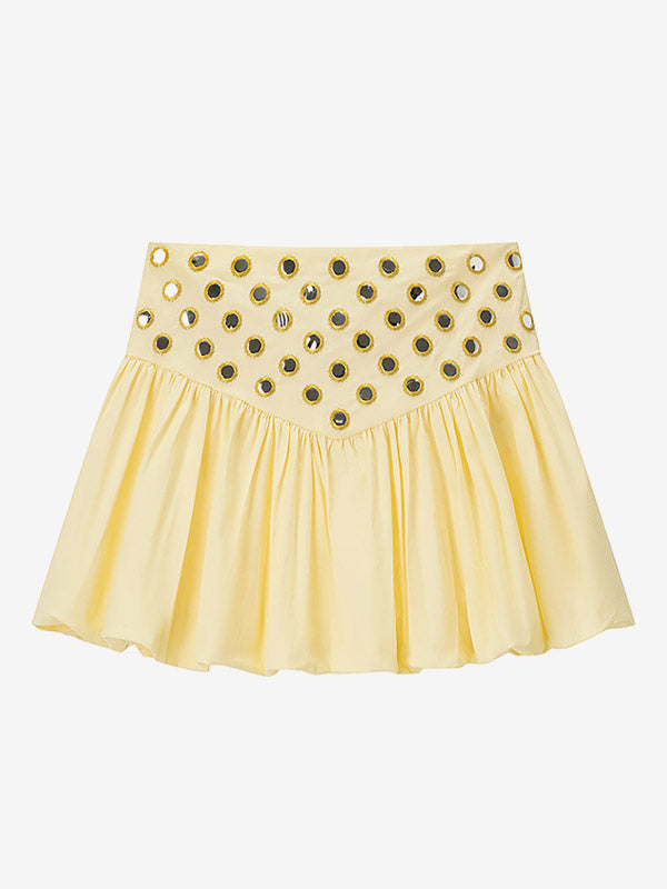 yellow sleeveless pleated strappy two piece set — view 6