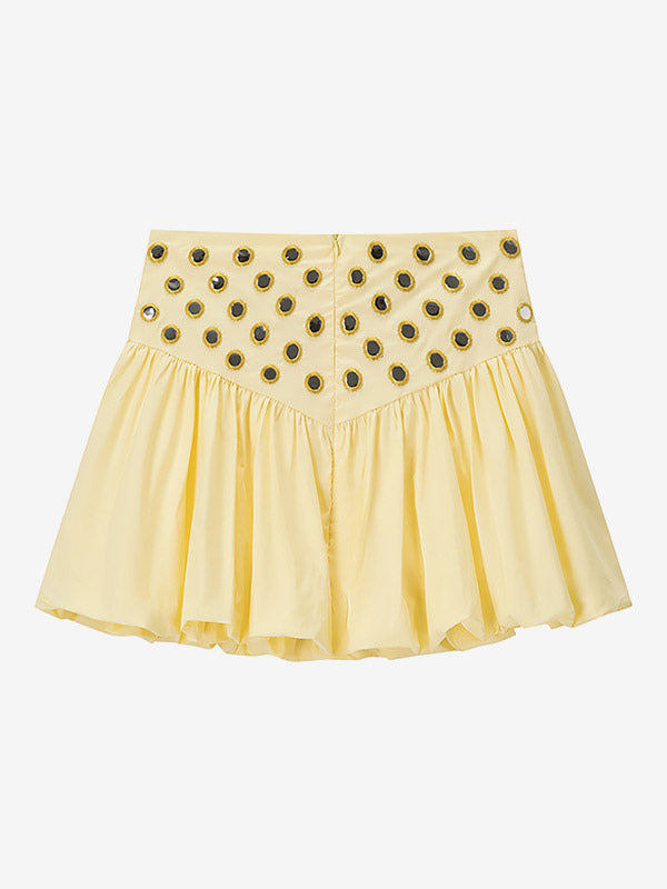 Yellow Sleeveless Pleated Strappy Two-Piece Set — view 7