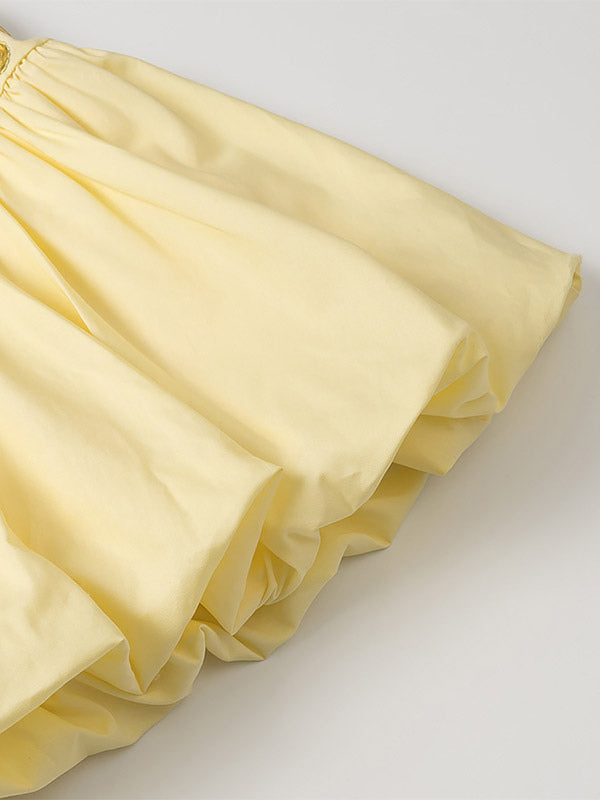 Yellow Sleeveless Pleated Strappy Two-Piece Set — view 9