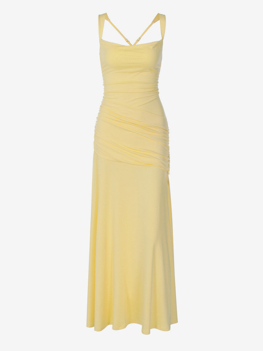 Navy Ruched Maxi Dress — view 6