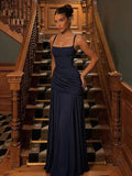 Navy Ruched Maxi Dress — view 7