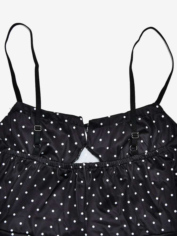 Black Fitted Polka Dot Dress — view 7