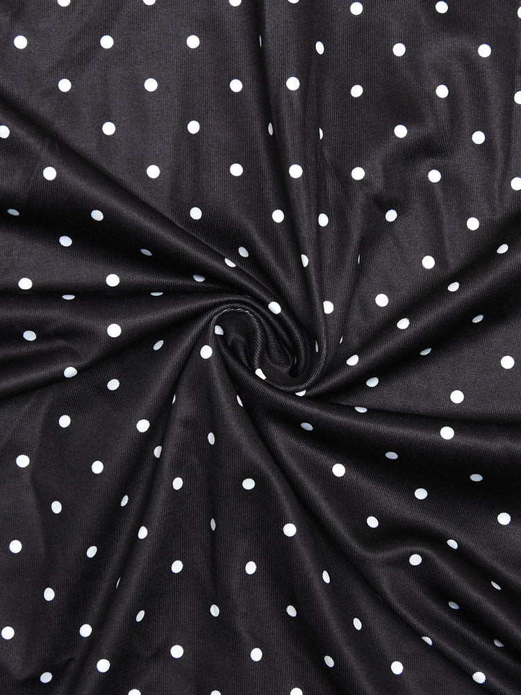 Black Fitted Polka Dot Dress — view 9