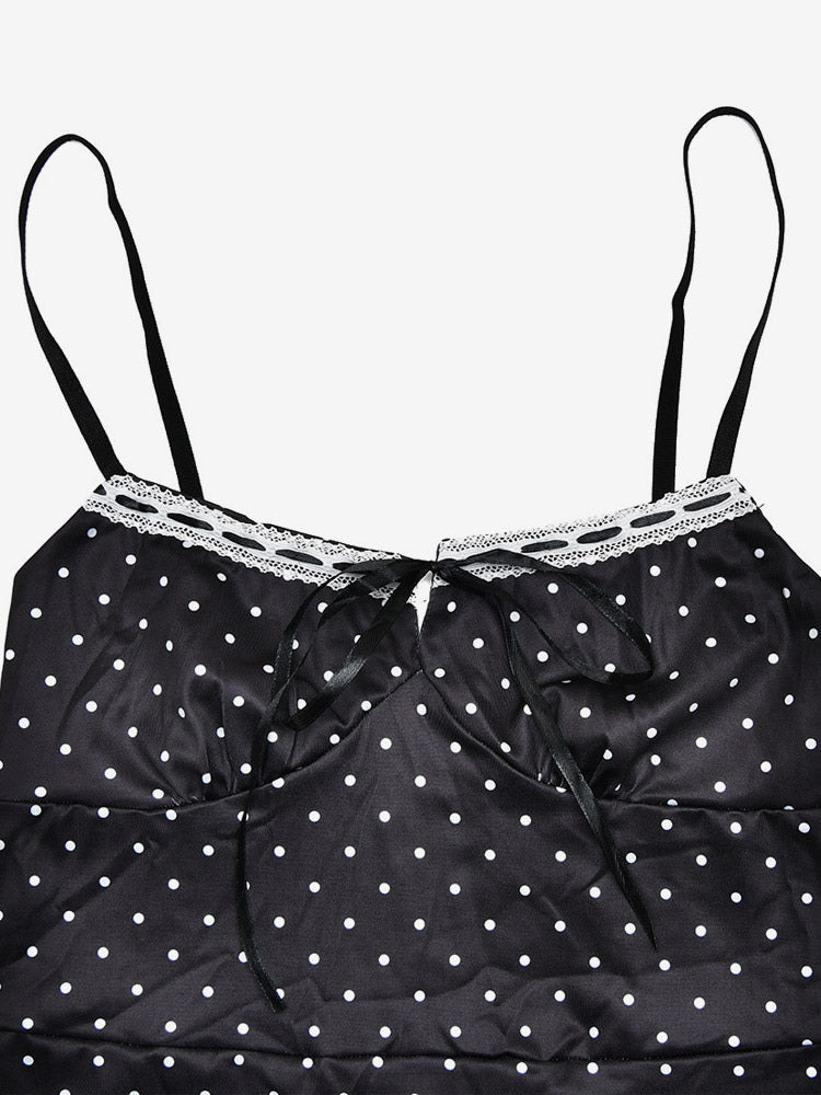 Black Fitted Polka Dot Dress — view 6