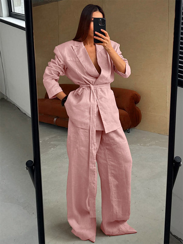 pink long sleeve two piece set — view 4