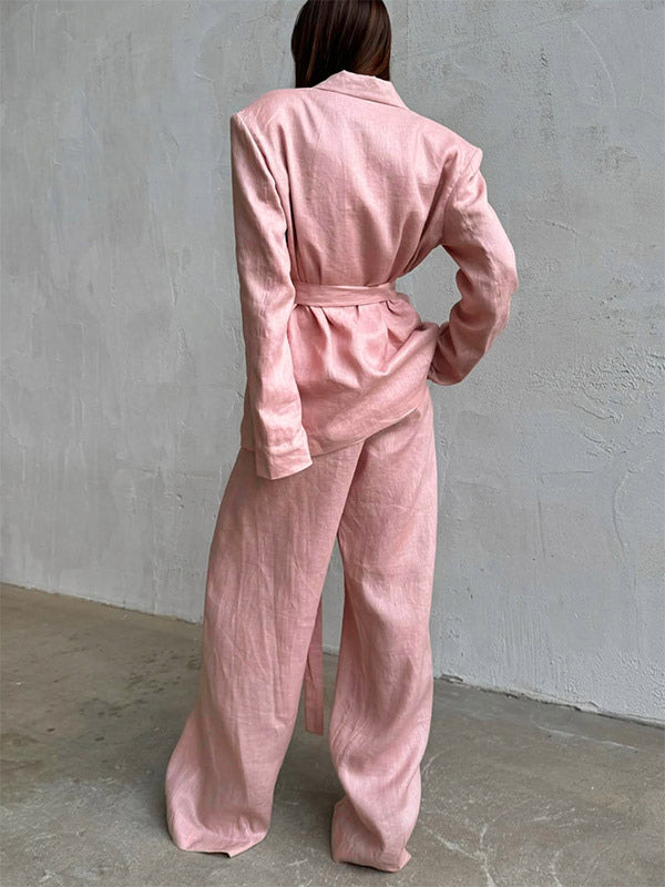 pink long sleeve two piece set — view 3
