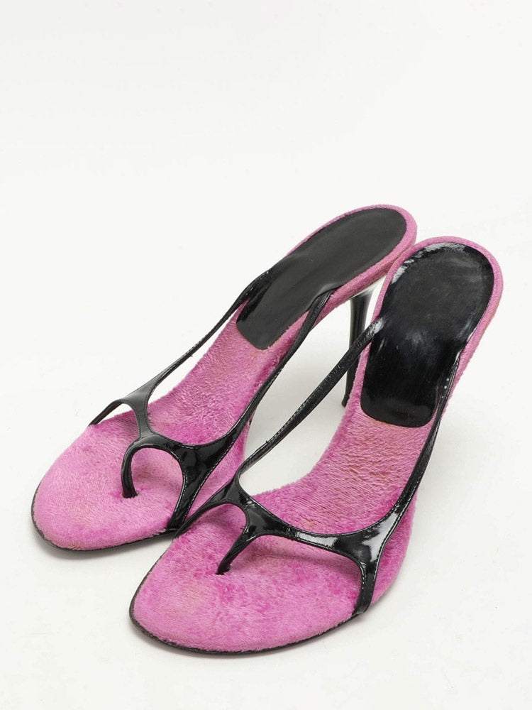 brick red stiletto strappy sandals — view 4