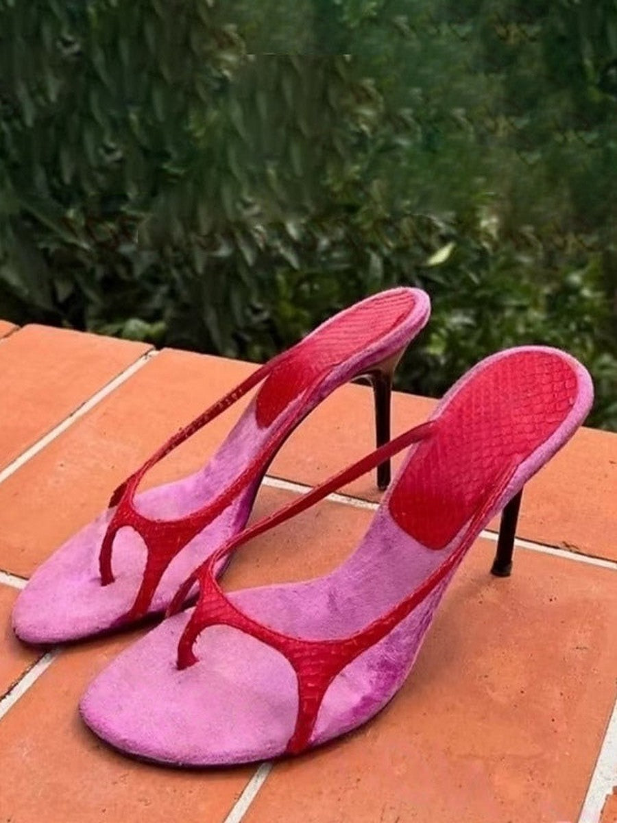 Brick Red Stiletto Strappy Sandals — view 1